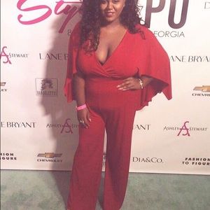 Deep V plus size Jumpsuit